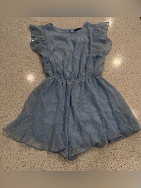 Crystal Doll Light Blue Dot-Detail Casual Dress Romper